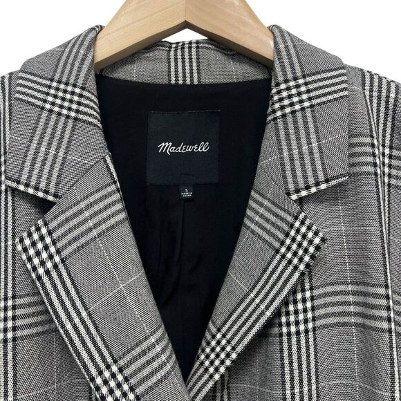 Madewell Caldwell Oversized Plaid Double Breasted Plaid Blazer Jacket Size L - Picture 10 of 12